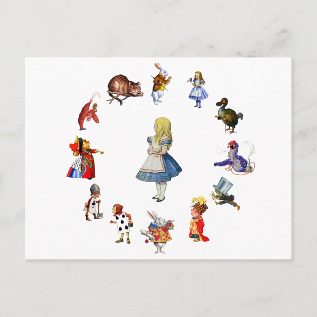 GANZE ALICE IM WUNDERLAND POSTKARTE (Vorderseite)