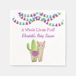 Ganze Lama Fun Pink Lila Kaktus Kinderdusche Serviette