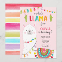 Ganze Llama Fun Fiesta Girl Einladung zum Geburtst