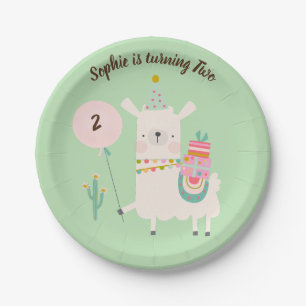 Ganze Llama Fun Lime Green Geburtstagsparty Pappteller