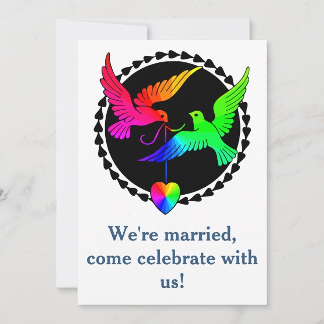 Ganze Rainbow Dove Gay Empfang Einladung (Vorderseite)