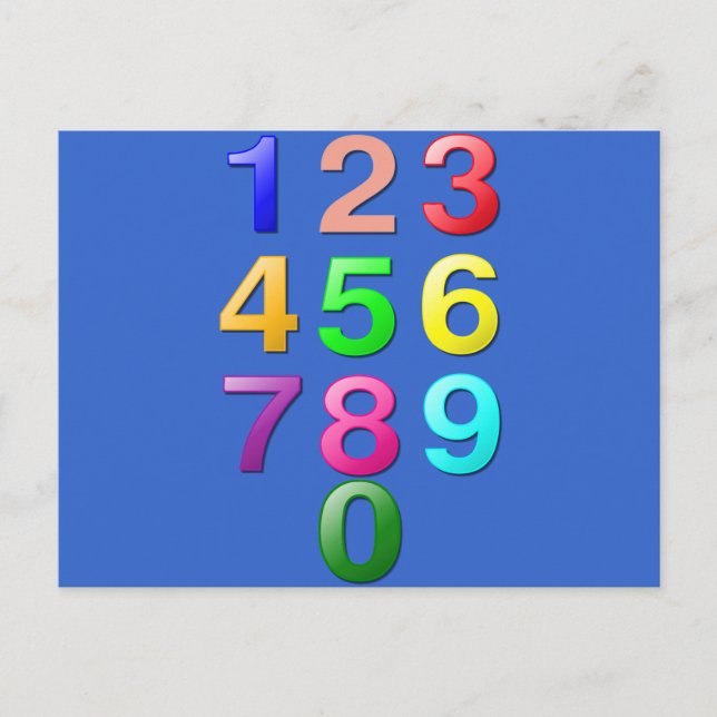 Ganze Zahlen oder Zahlen bis 9 Postkarte (Vorderseite)