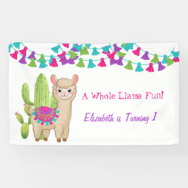 Ganzer Lama Spaß Rosa Lila Kaktus Kind Geburtstag Banner