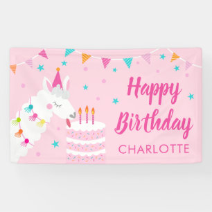 Ganzer Llama Fun Cake 3. Geburtstag Rosa Banner
