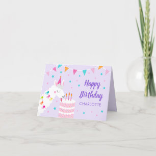 Ganzer Llama Fun Cake 3. Lila Glück Geburtstag Karte