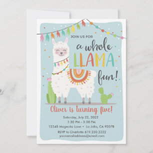Ganzer Llama Fun zum Geburtstag Einladung ・ Cactus