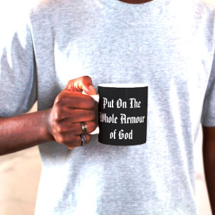 Ganzes Gottes Rüstung Gothic-Zitat Kaffeetasse