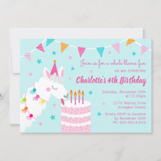 Ganzes Llama Fun Cake 4. Geburtstagsaqua Einladung