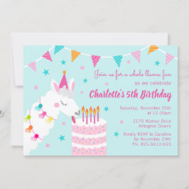 Ganzes Llama Fun Cake 5. Geburtstagsaqua Einladung