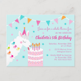 Ganzes Llama Fun Cake 5. Geburtstagsaqua Einladungspostkarte