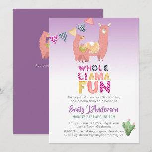 Ganzes Llama Fun Mama Baby Liebe Fiesta Cacti Einladung