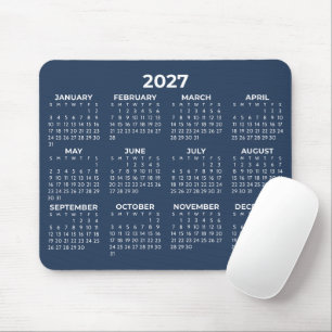 Ganzjahresansicht 2027 Kalender Elegant Navy Blau Mousepad