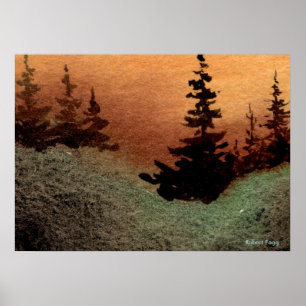"Gap #1" Paysage Poster arbres pins coucher de sol