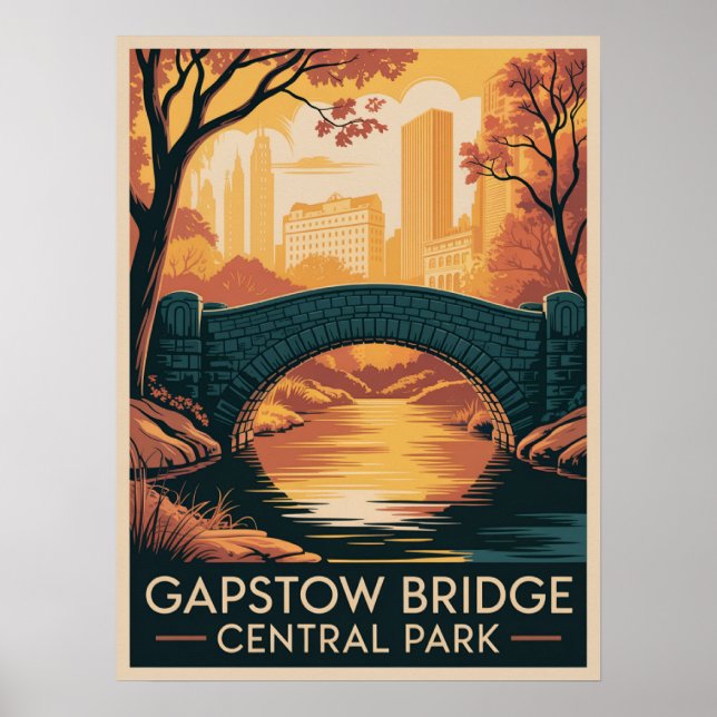 Gapstow Bridge Central Park Herbst Poster (Vorne)