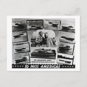 Gar Wood und zehn Miss America Race Boote Postkarte
