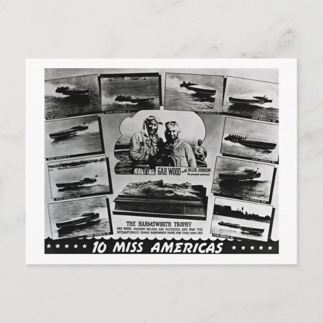 Gar Wood und zehn Miss America Race Boote Postkarte (Vorderseite)