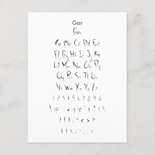 Gar - Zazzle-Schriftart-Musterblatt Postkarte