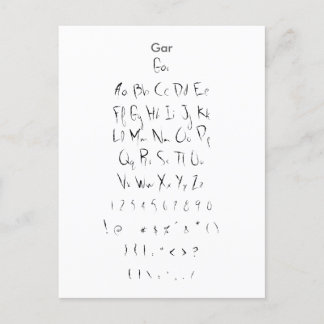 Gar - Zazzle-Schriftart-Musterblatt Postkarte