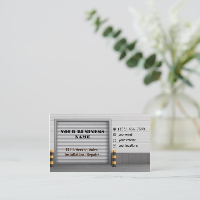 Garage Door Business Cards Visitenkarte (Stehend Vorderseite)