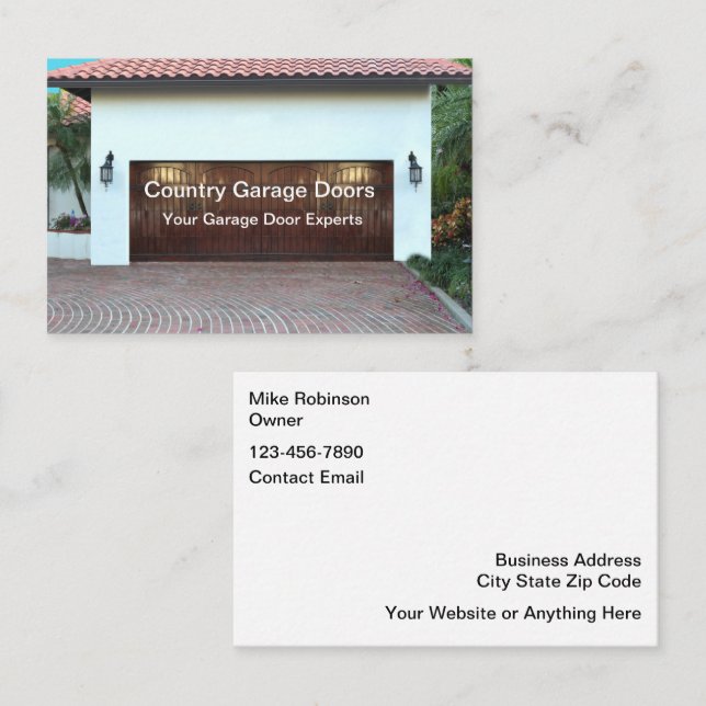 Garage Door Reparaturservice - Visitenkarte (Vorne/Hinten)