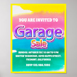 Garage Garten Verkauf Rosa Glitzer Pasta Streifen Poster