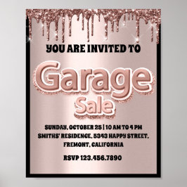 Garage Garten Verkauf Rose Glitzer Pinsel Tropfen Poster