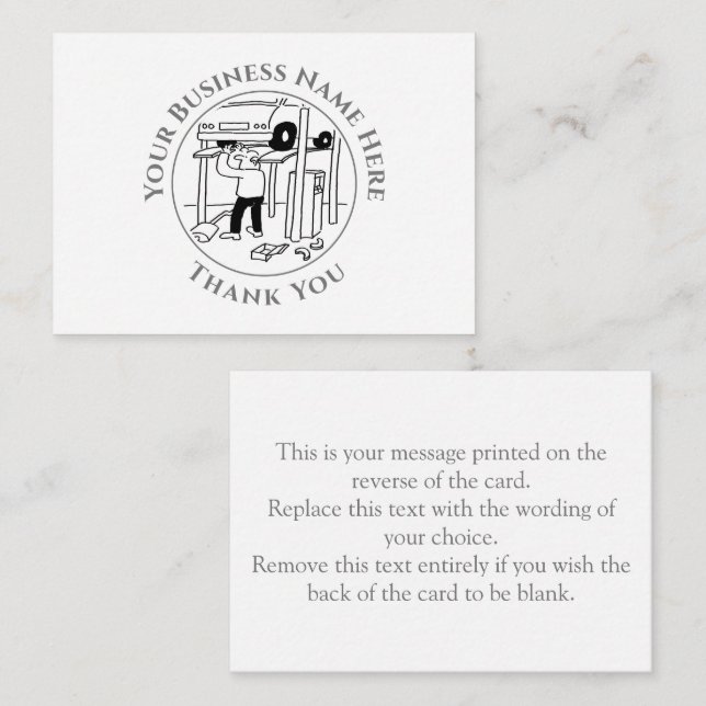 Garage Mécanique Merci Carte de note (Devant / Derrière)