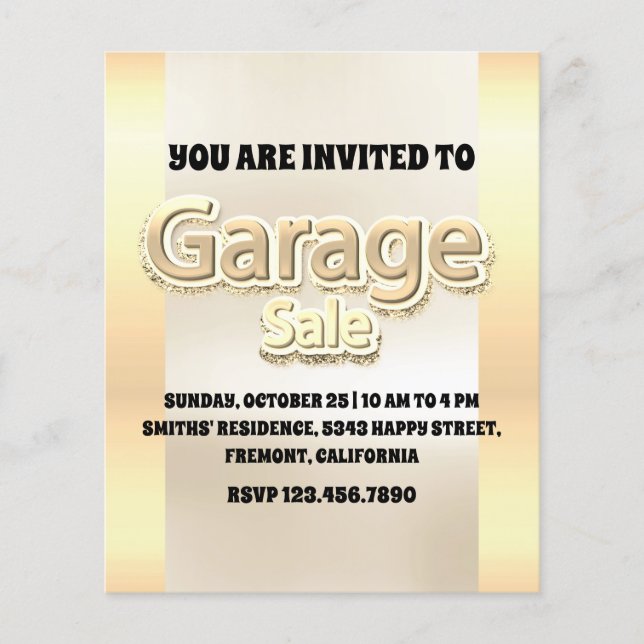 Garage Sale Imitate Gold Verkauf Glitzer Flyer (Vorne)