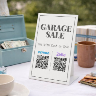 Garage Sale QR Code Payment Sign Table Sign Sockelschild