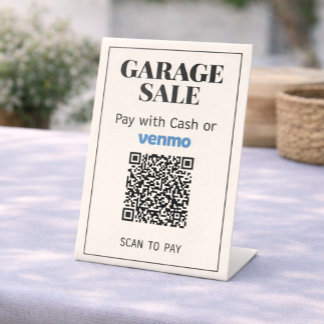 Garage Sale QR Code Sign | Venmo & Cash Payment Sockelschild