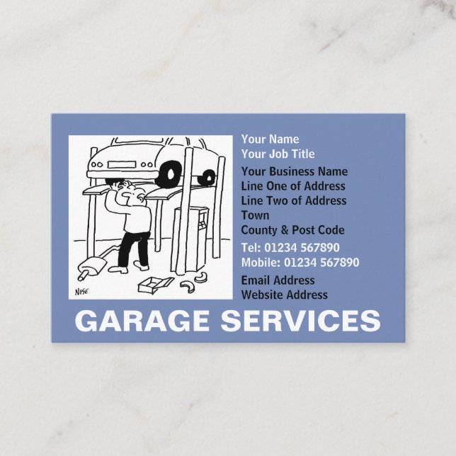 Garage Services Cartoon Visitenkarte (Vorderseite)