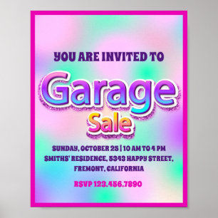 Garagen-Hofverkauf Rosa Glitter Holografisch Poster