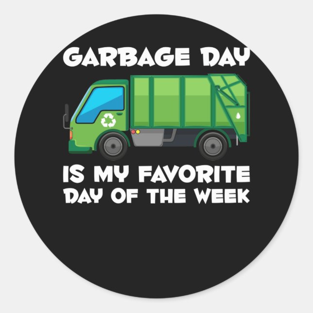 Garbage Day Boys Kleinkinder Trucker Fan Runder Aufkleber (Vorderseite)