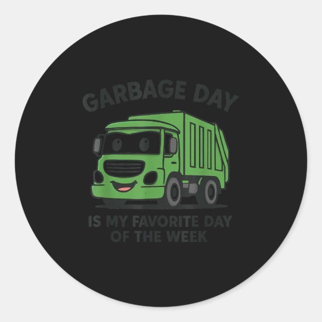 Garbage Day Is Favorite Traruck Kids Boys Toddlers Runder Aufkleber (Vorderseite)