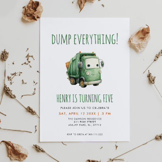 Garbage Truck Birthday Einladung
