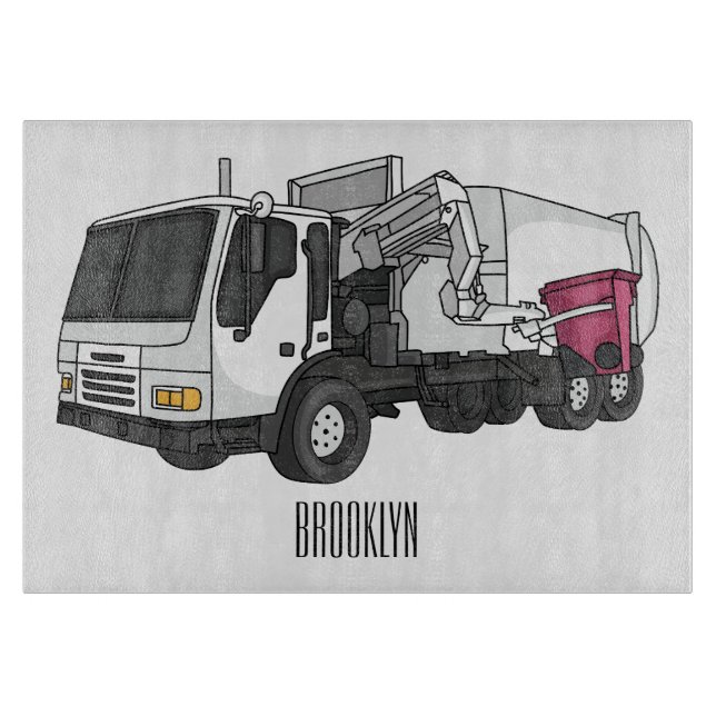Garbage truck cartoon illustration schneidebrett (Vorderseite)
