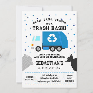 Garbage Truck Dump Truck Boy Birthday Invitation Einladung