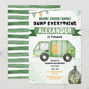 Garbage Truck Müll Recycelnd Geburtstag Einladung