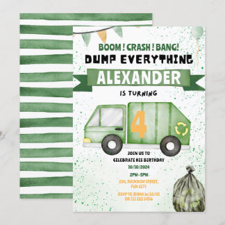 Garbage Truck Müll Recycelnd Geburtstag Einladung