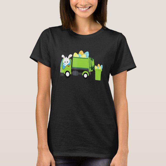 Garbage Truck Oster Bunny Egg Jagd Kleinkind Kinde T-Shirt (Vorderseite)