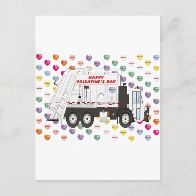 Garbage Truck Valentines Feiertagspostkarte (Vorderseite)