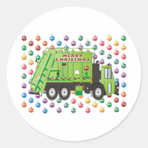Garbage Truck Weihnachten Runder Aufkleber