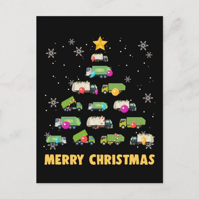 Garbage Truck Weihnachtsbaum Boys Trucks Postkarte (Vorderseite)