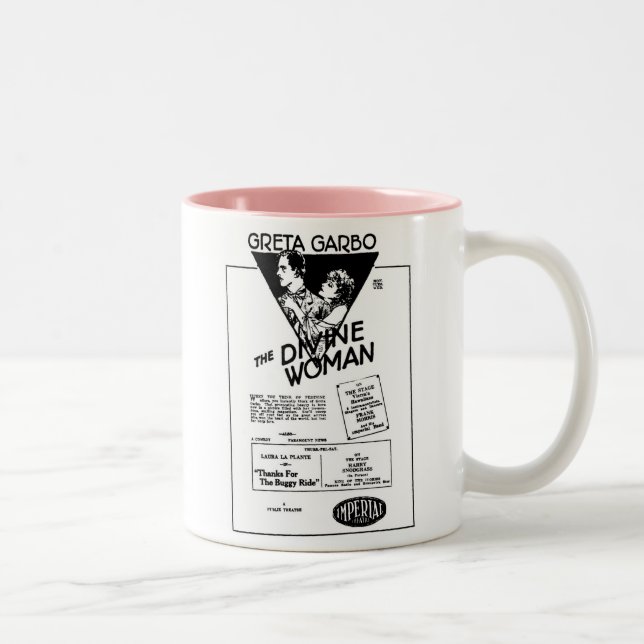 Garbo göttliche Frauenfilmanzeige 1928 Zweifarbige Tasse (Rechts)