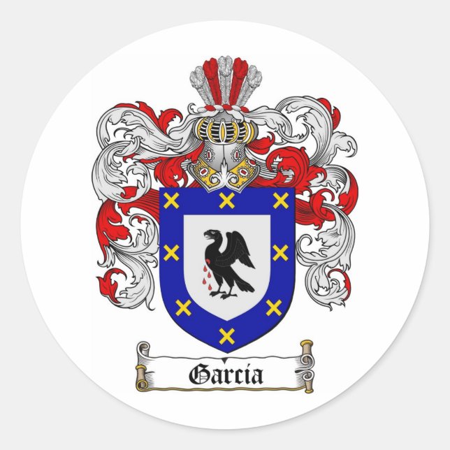 GARCIA-FAMILIENWAPPEN - ARCIA-WALD RUNDER AUFKLEBER (Vorderseite)