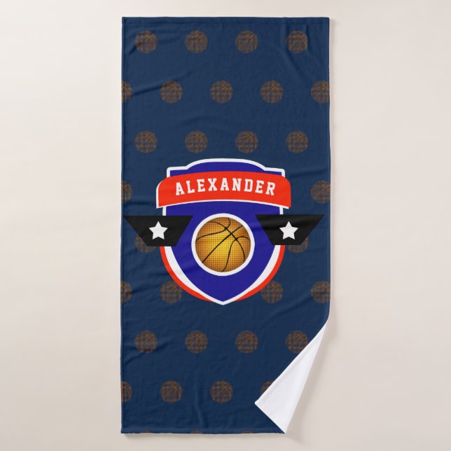 Garçon Ado Basketball Sports Blue Red Nom de l'ath (Serviette de bain)