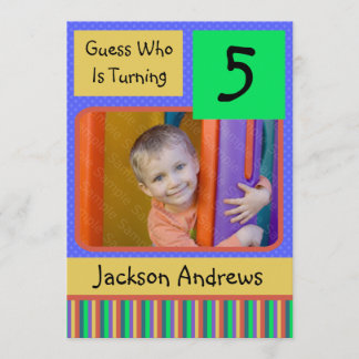 GARÇON an de 5 invitations de fête d'anniversaire