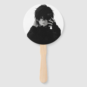 Garçon Anime Midnight-Emo - Éventail à main Dark A