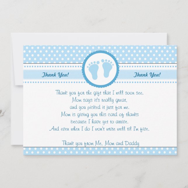 Garçon bleu de carte de remerciements de baby (Devant)