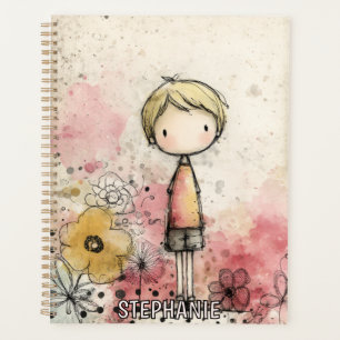 Garçon Capricieux Aquarelle aux Accents Floraux (2